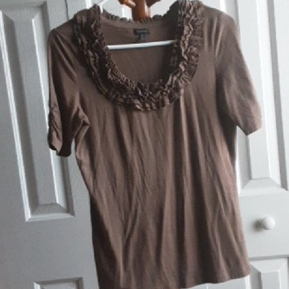 Brown Ruffled Women's Top